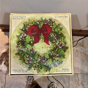 Counter Art Tempered Glass Lazy Susan - Christmas Wreath